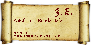 Zakócs Renátó névjegykártya