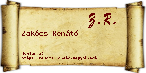Zakócs Renátó névjegykártya